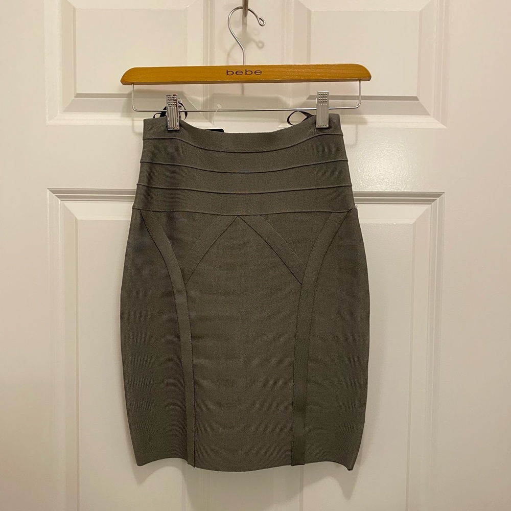 Bebe Olive Highwaisted Bandage Skirt Sz S NWT